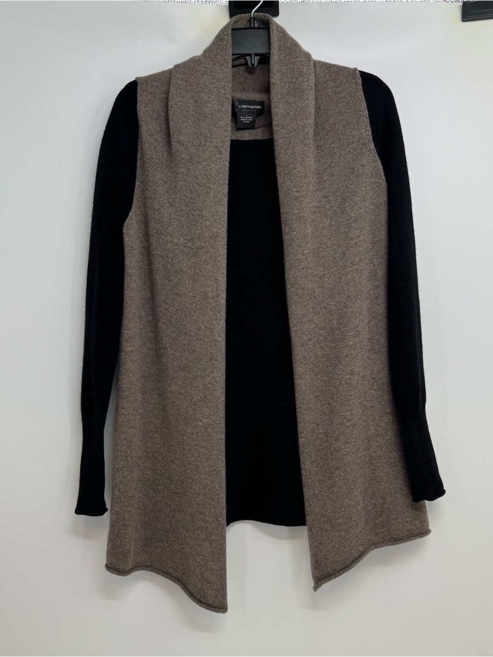 C by Bloomingdales Womens Size S 2 Tone Colorblock Cashmere open front cardigan